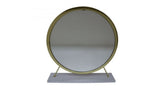 19" Brass Metal Round Freestanding Ornate Framed Makeup Shaving Tabletop Mirror