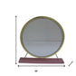 19" Brass Metal Round Freestanding Ornate Framed Makeup Shaving Tabletop Mirror