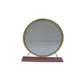 19" Brass Metal Round Freestanding Ornate Framed Makeup Shaving Tabletop Mirror
