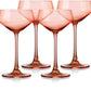 Set of Four Coral Crystal Shallow Bowl Stemmed Coupe