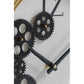 16" Black Gold And White Faux Leather And Iron Analog Exposed Gear Round Wall Clock