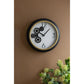 16" Black Gold And White Faux Leather And Iron Analog Exposed Gear Round Wall Clock