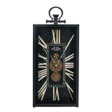 10" Black and Gold Metal and Glass Analog Vintage Style Crackle Wall Clock