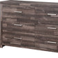60" Dark Brown Solid and Manufactured Wood Six Drawer Double Dresser