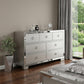 57" Platinum Solid and Manufactured Wood Seven Drawer Triple Dresser