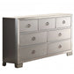 57" Platinum Solid and Manufactured Wood Seven Drawer Triple Dresser