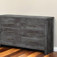 57" Gray Solid and Manufactured Wood Six Drawer Double Dresser