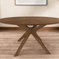 59" Brown Rounded Pedestal Base Dining Table