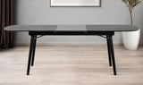 71" Black Rectangular Manufactured Wood Butterfly Leaf Dining Table
