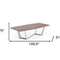 107" Walnut And Silver Rectangular Manufactured Wood And Iron Dining Table