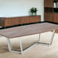 107" Walnut And Silver Rectangular Manufactured Wood And Iron Dining Table