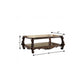 59" Brown and Dark Brown Wood Coffee Table With Shelf