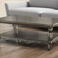 59" Gray Wood And Polyresin Coffee Table With Shelf