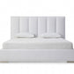 White Ribbed Texture Velvet Upholstered Queen Bed Frame