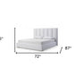 White Ribbed Texture Velvet Upholstered Queen Bed Frame