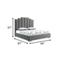 Queen Grey Upholstered Vertical Channel Velvet Bed with USB
