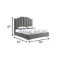 Queen Grey Upholstered Vertical Channel Velvet Bed with USB
