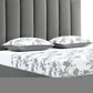 Queen Grey Upholstered Vertical Channel Velvet Bed with USB