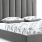 Queen Grey Upholstered Vertical Channel Velvet Bed with USB