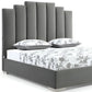 Queen Grey Upholstered Vertical Channel Velvet Bed with USB