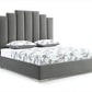 Queen Grey Upholstered Vertical Channel Velvet Bed with USB