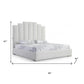 White Wood And Faux Leather Queen Bed Frame with USB