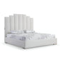 White Wood And Faux Leather Queen Bed Frame with USB