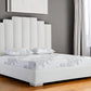 White Wood And Faux Leather Queen Bed Frame with USB