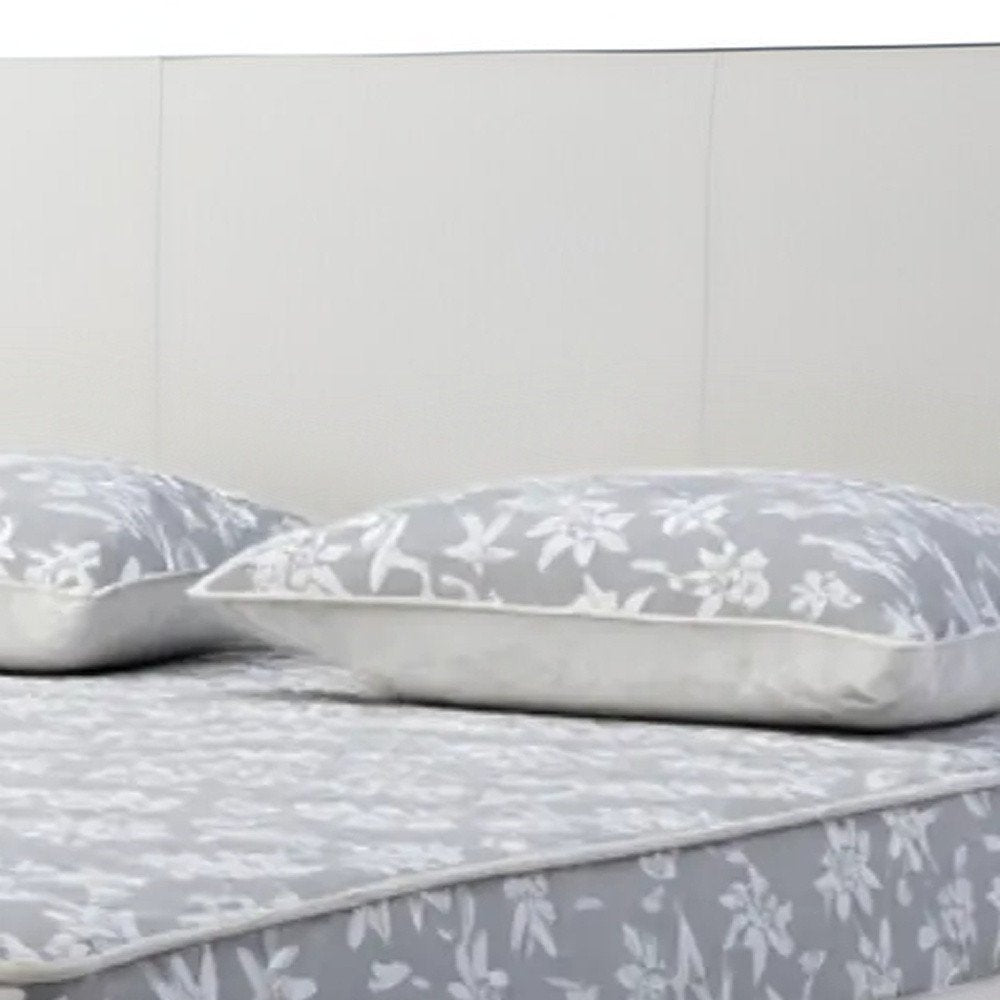 White Wood And Faux Leather King Bed Frame With USB