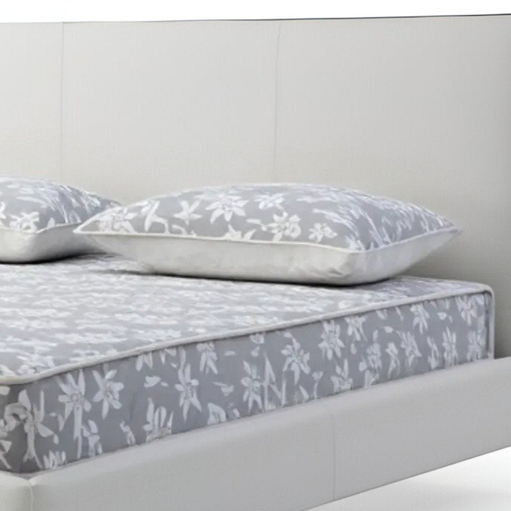 White Wood And Faux Leather King Bed Frame With USB