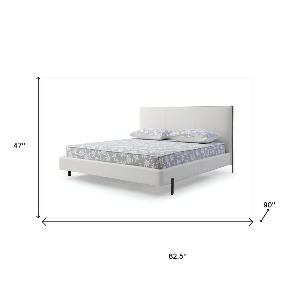 White Wood And Faux Leather King Bed Frame With USB