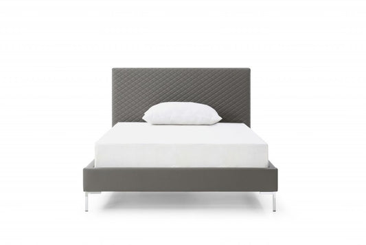 Dark Gray Faux Leather Full Bed Frame