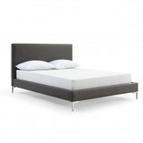 Dark Gray Faux Leather Queen Bed Frame