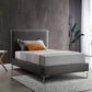 Gray and Dark Gray Wood And Faux Leather Twin Bed Frame