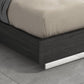 Queen Dark Grey High Gloss Bed Frame with Faux Leather Headboard