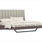 King Grey Upholstered Faux Leather and Ivory Gloss Bed Frame