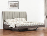 King Grey Upholstered Faux Leather and Ivory Gloss Bed Frame