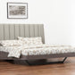 King Grey Upholstered Faux Leather and Ivory Gloss Bed Frame
