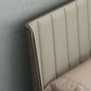 King Grey Upholstered Faux Leather and Ivory Gloss Bed Frame