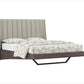 Queen Grey Upholstered Faux Leather and Ivory Gloss Bed Frame