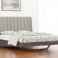 Queen Grey Upholstered Faux Leather and Ivory Gloss Bed Frame
