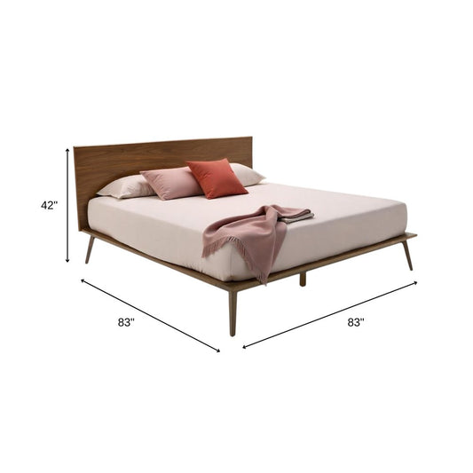 Brown Wood King Bed Frame