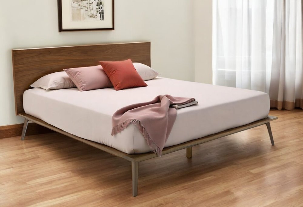 Brown Wood King Bed Frame