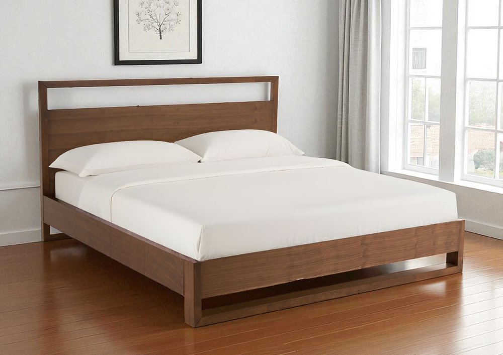 Brown Wood And California King Bed Frame