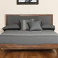 Gray and Brown Wood And Linen Queen Bed Frame
