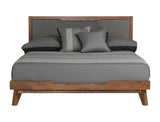 Gray and Brown Wood And Linen King Bed Frame