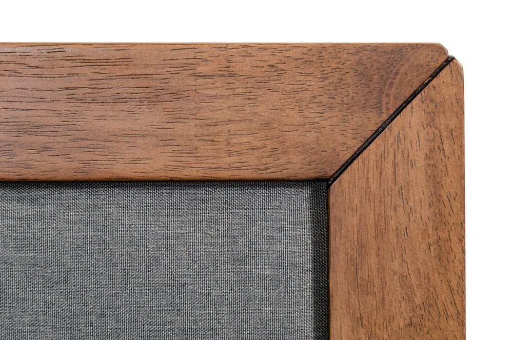 Gray and Brown Wood And Linen King Bed Frame