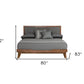 Gray and Brown Wood And Linen King Bed Frame