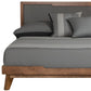 Gray and Brown Wood And Linen King Bed Frame