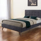 Gray and Brown Wood And Tufted Polyester King Bed Frame